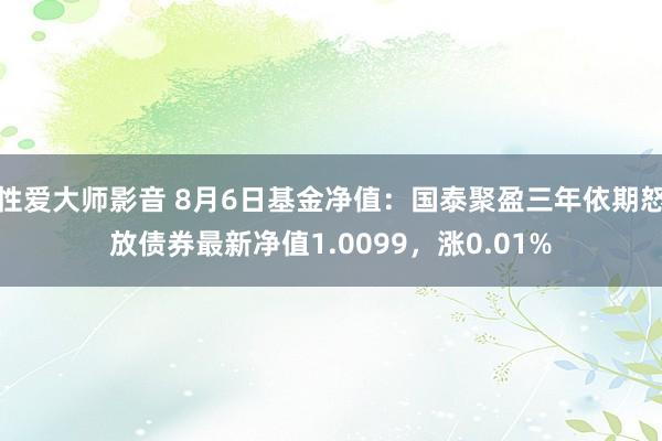 性爱大师影音 8月6日基金净值：国泰聚盈三年依期怒放债券最新净值1.0099，涨0.01%