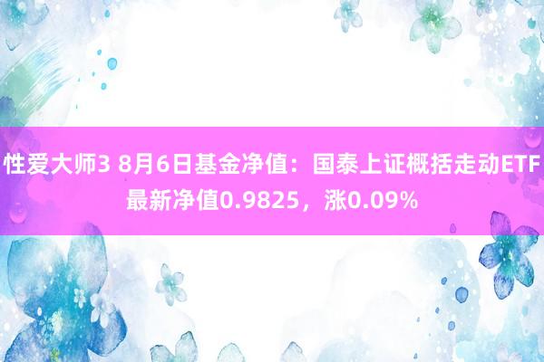 性爱大师3 8月6日基金净值：国泰上证概括走动ETF最新净值0.9825，涨0.09%