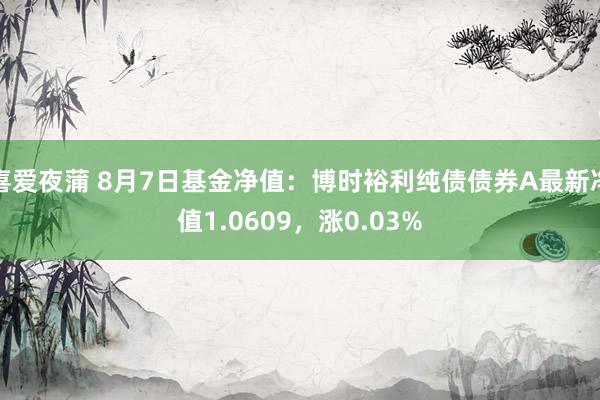 喜爱夜蒲 8月7日基金净值：博时裕利纯债债券A最新净值1.0609，涨0.03%