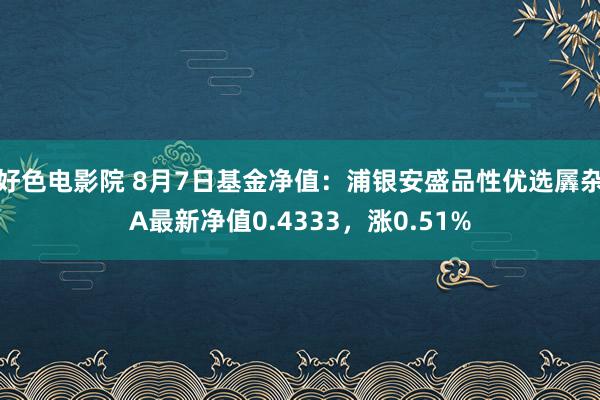 好色电影院 8月7日基金净值：浦银安盛品性优选羼杂A最新净值0.4333，涨0.51%