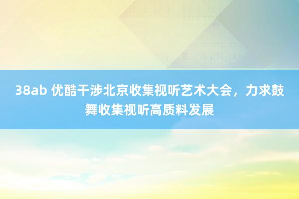 38ab 优酷干涉北京收集视听艺术大会，力求鼓舞收集视听高质料发展