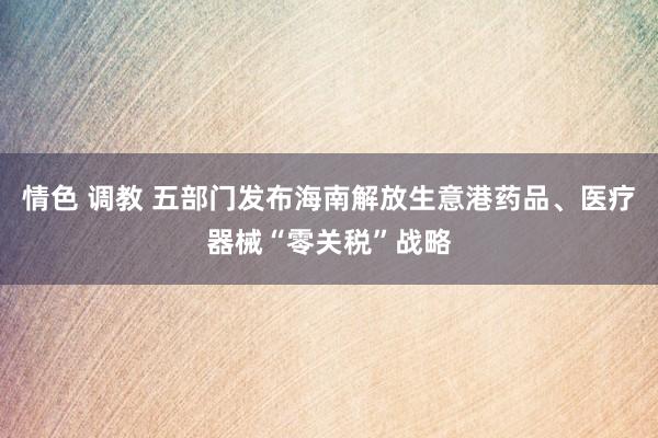 情色 调教 五部门发布海南解放生意港药品、医疗器械“零关税”战略